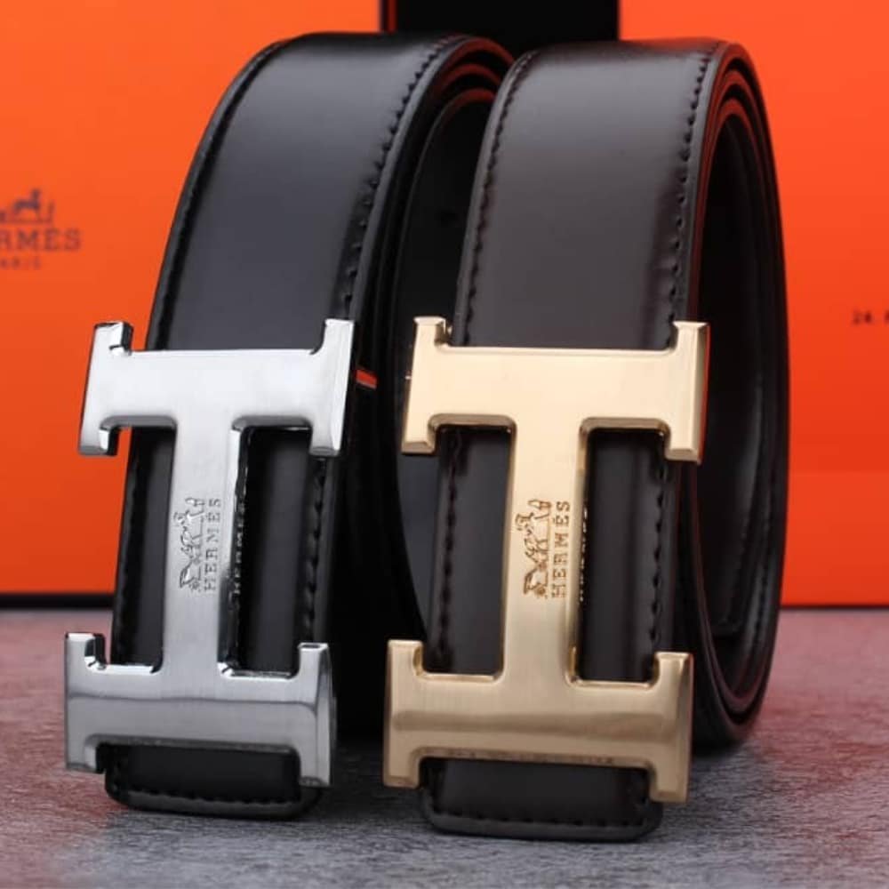 H**me5 H Belt Buckle Reversible Leather Strap Black