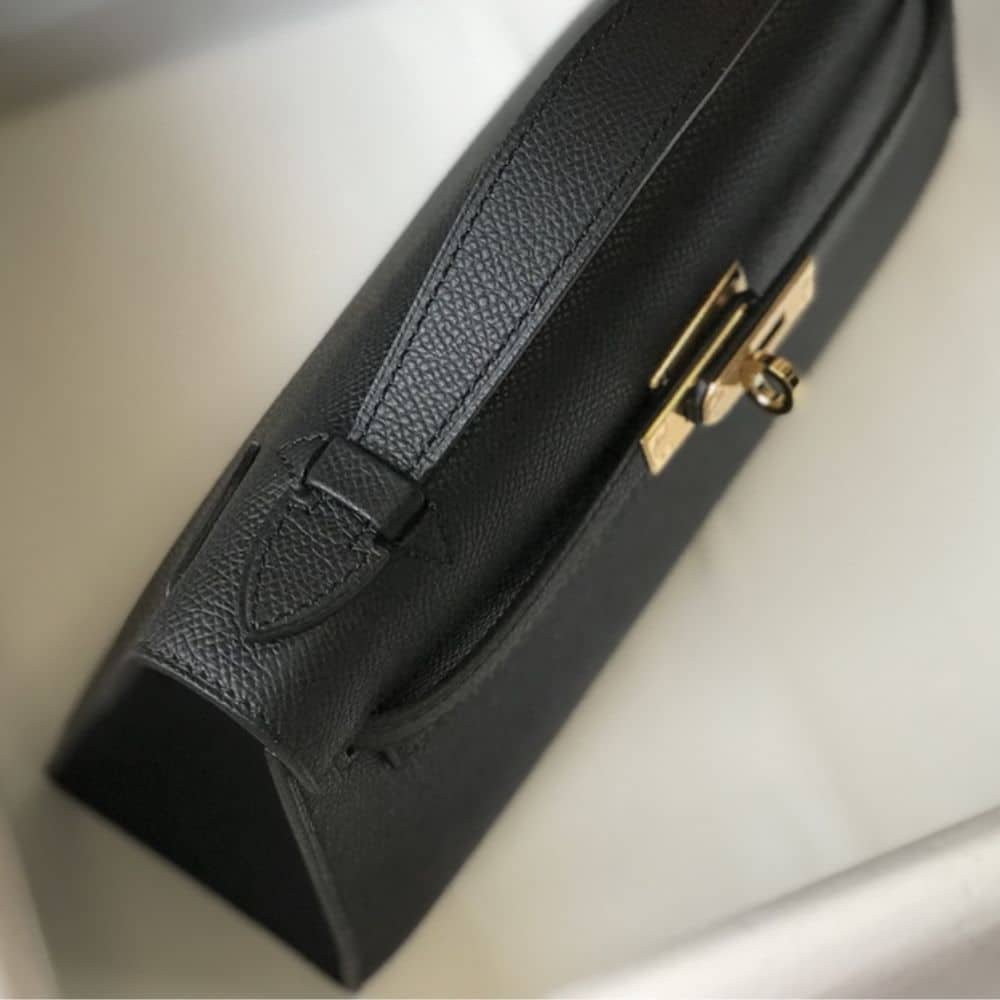 H**me5 Mini Kelly Pochette Gold Toned Hardware Black 22Cm