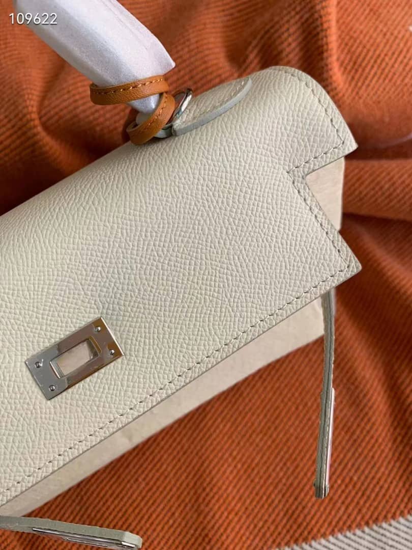 H**me5 Kelly 28 Epsom Light Beige 28Cm Silver Hardware