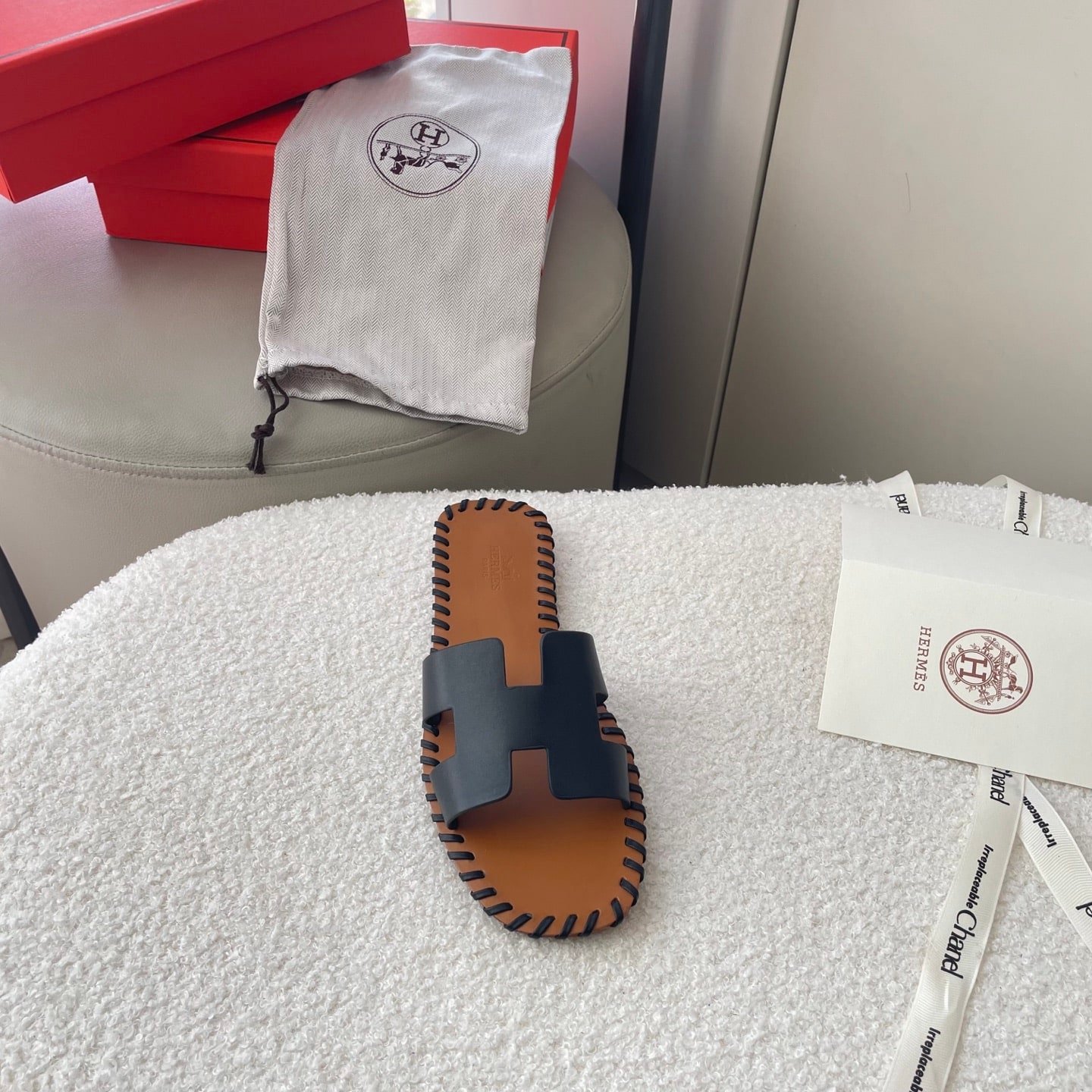 H**me5 Oran Sandals Stitching In Black And Brown