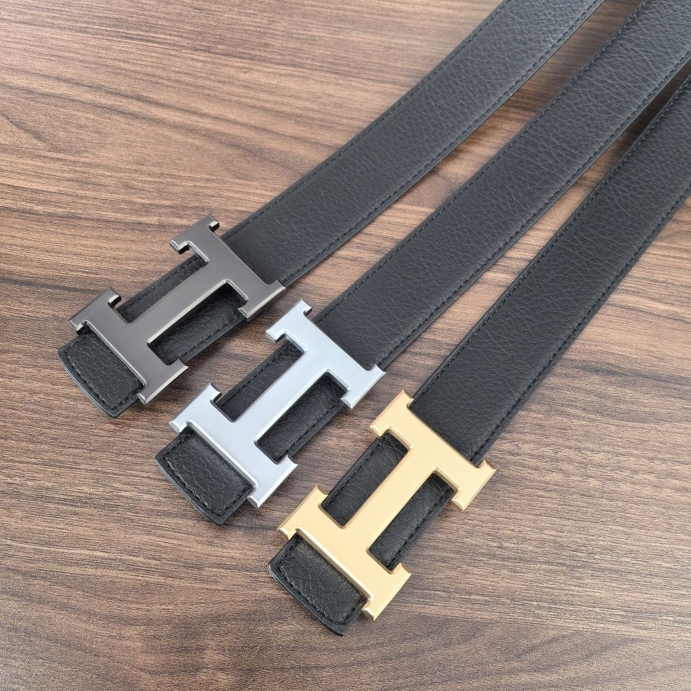 H**me5 H Reversible Leather Belt Black And Gold 25Mm