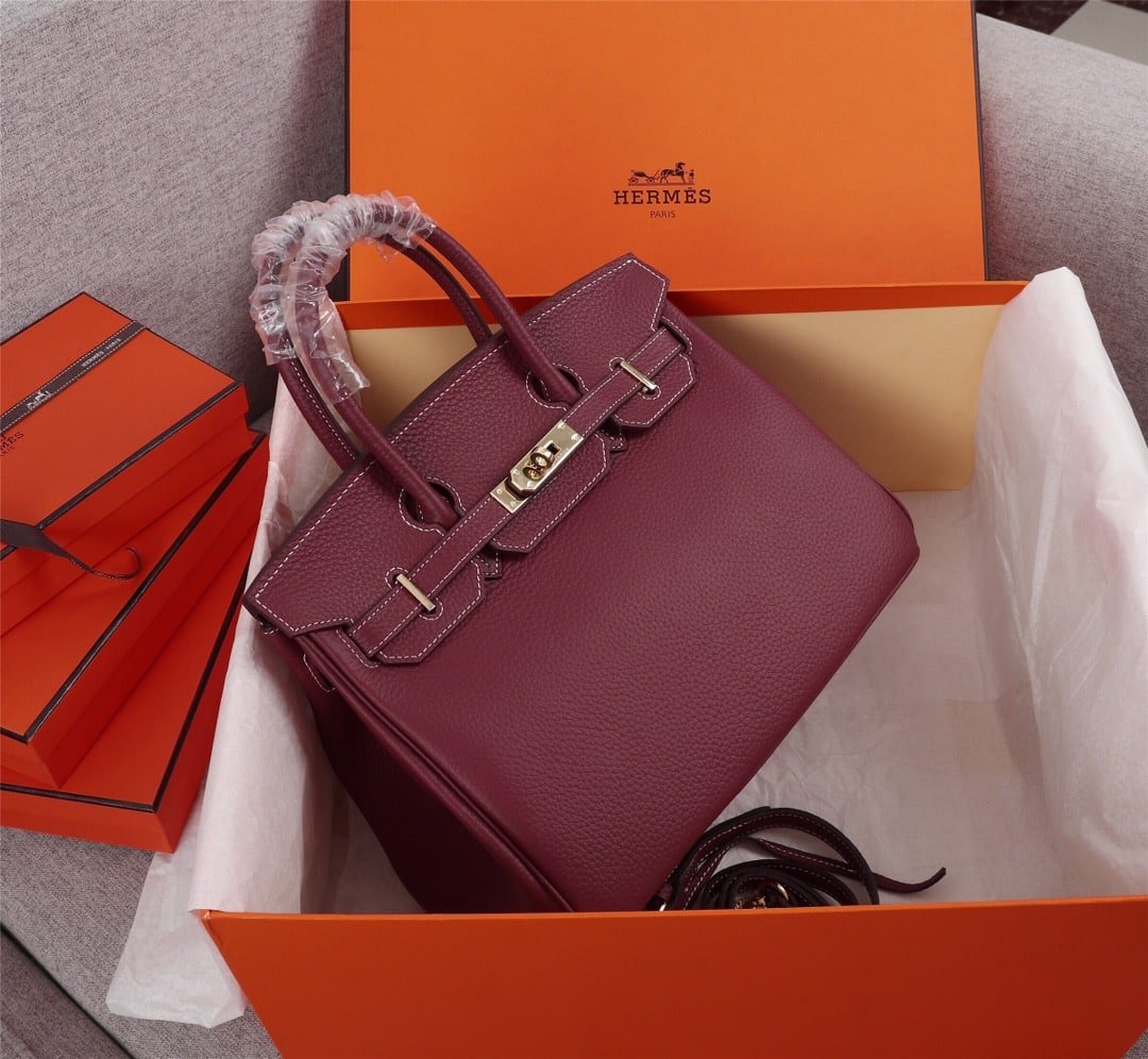 H**me5 Birkin B25 Togo Grenat Ghw Rouge Grenat 25Cm