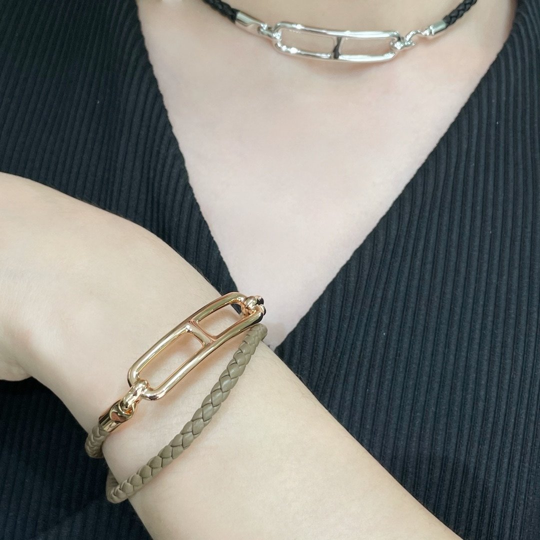 H**me5 Roulis Double Tour Bracelet Khaki Gold Hardware