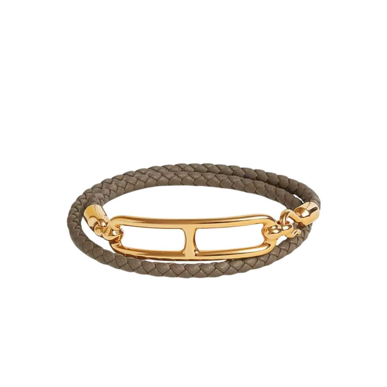 H**me5 Roulis Double Tour Bracelet Khaki Gold Hardware