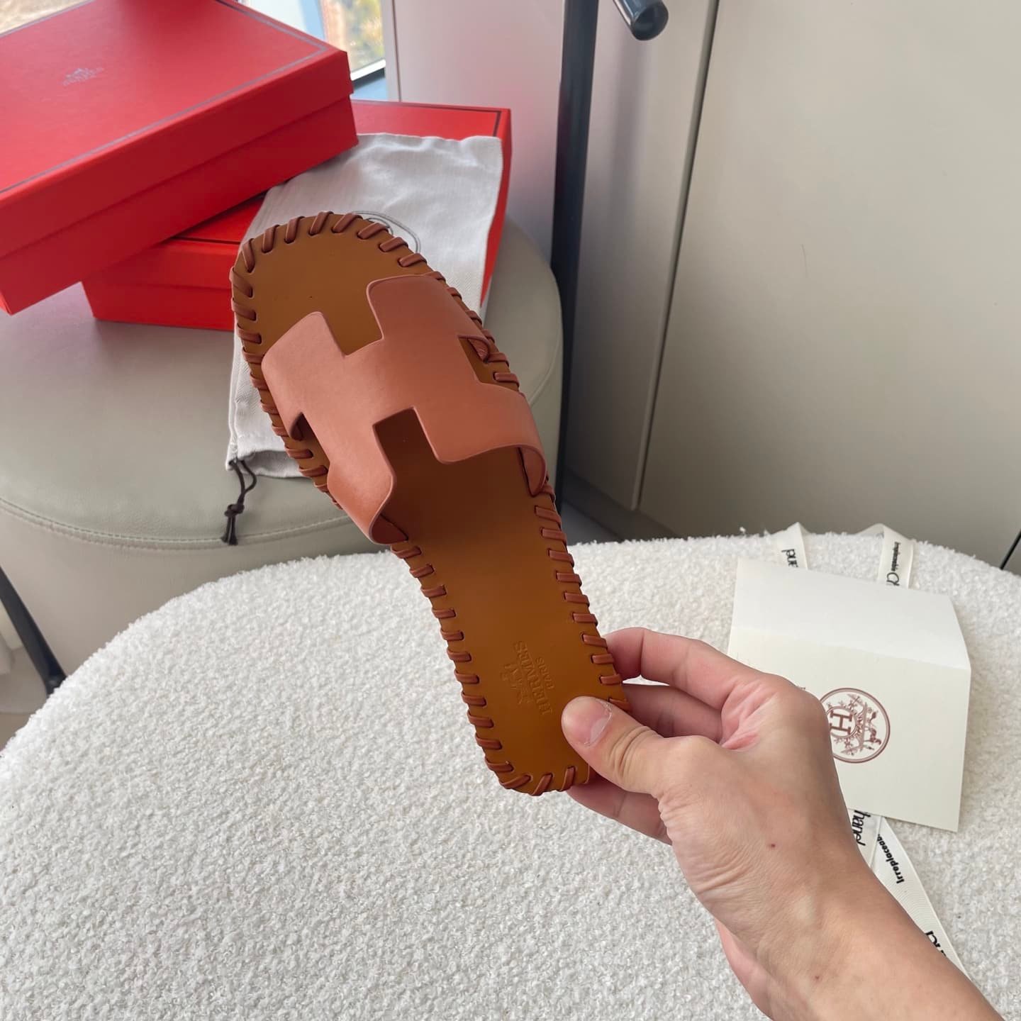 H**me5 Oran Sandals Stitching In Brown