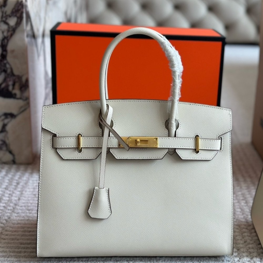 H**me5 Birkin 30 Togo Mushroom White 30Cm