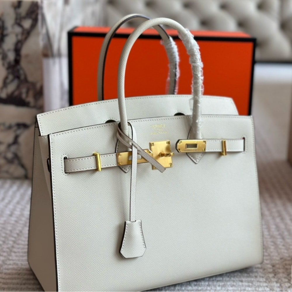 H**me5 Birkin 30 Togo Mushroom White 30Cm