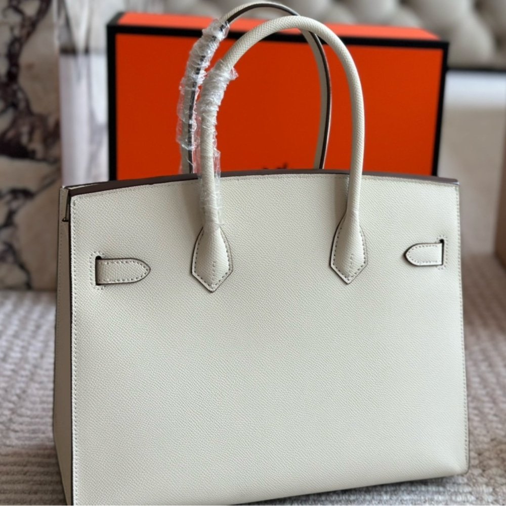 H**me5 Birkin 30 Togo Mushroom White 30Cm