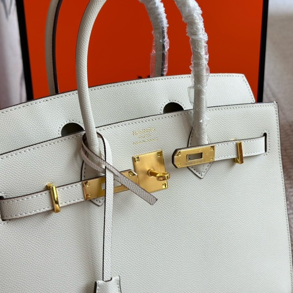 H**me5 Birkin 30 Togo Mushroom White 30Cm