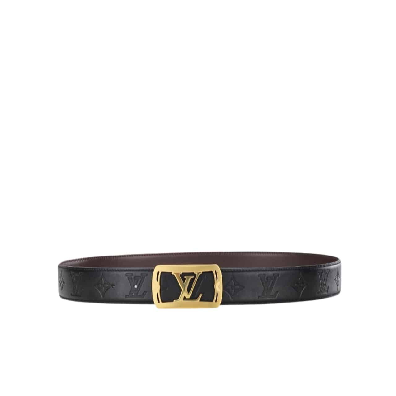 L0vis Vvtt0n Lv Pyramide Monogram Belt Black With Gold Tone Hardware