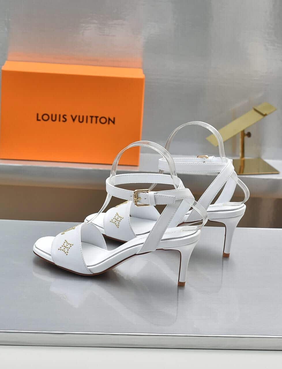 L0vis Vvtt0n Open Toe High Heel Sandals White