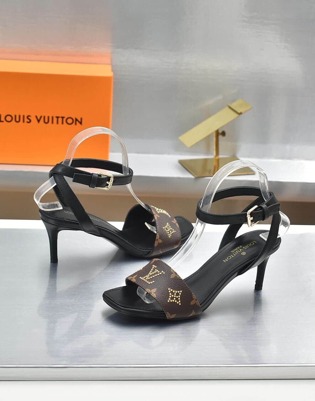L0vis Vvtt0n Open Toe High Heel Sandals Black Monogram