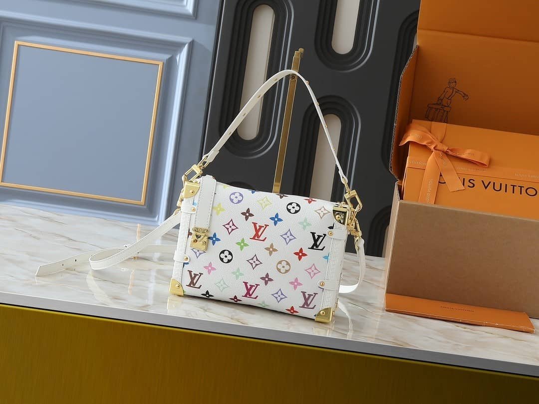 L0vis Vvtt0n X Takashi Murakami Side Trunk MM Bag Multicolore Blanc 23Cm M14046