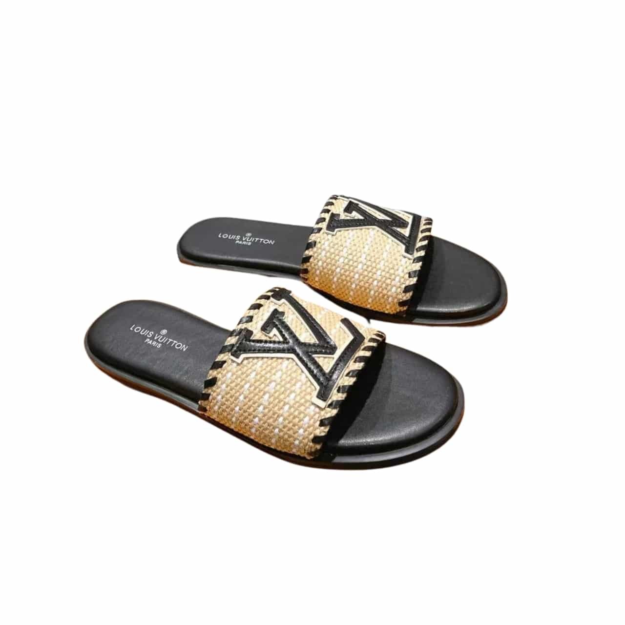 L0vis Vvtt0n Lock It Flat Raffia Mules Black