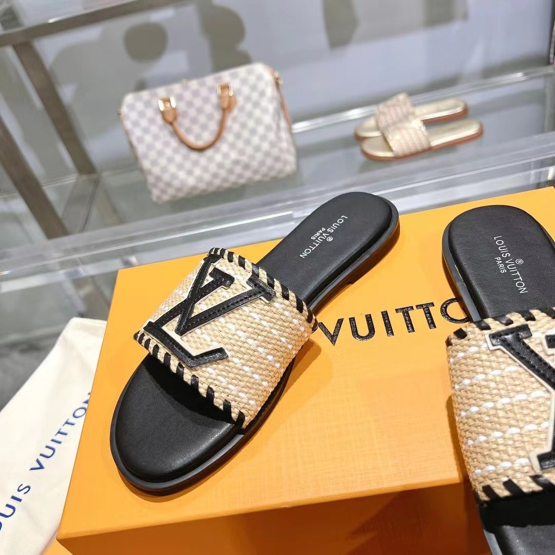 L0vis Vvtt0n Lock It Flat Raffia Mules Black