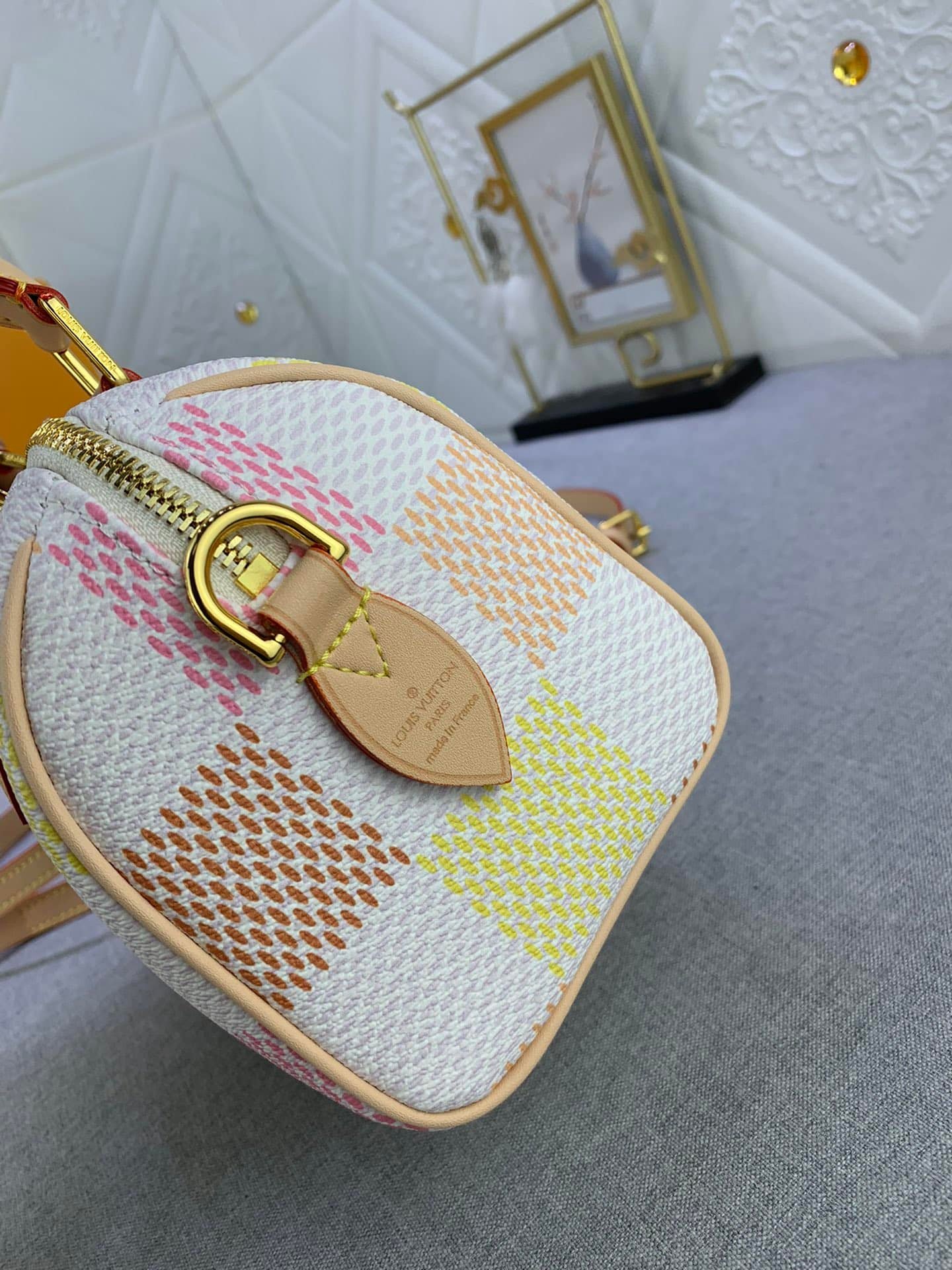L0vis Vvtt0n Speedy Bandoulière Damier Canvas Peach 20Cm