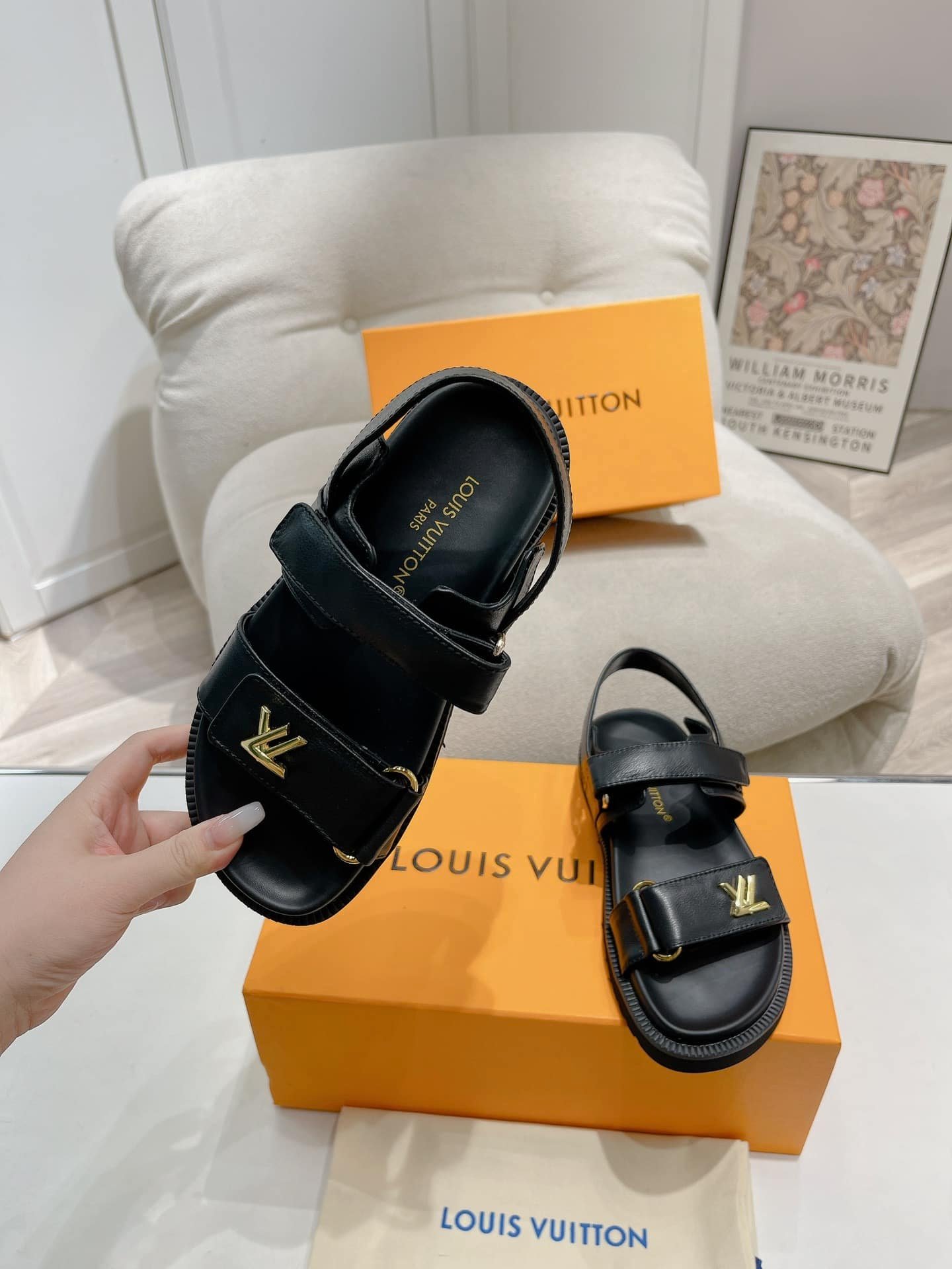 L0vis Vvtt0n Lv Sunset Flat Comfort Sandals Black 1Abw6W