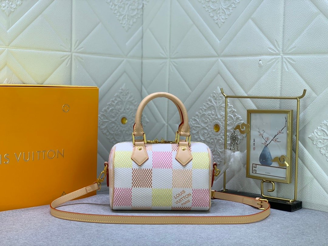 L0vis Vvtt0n Speedy Bandoulière Damier Canvas Peach 20Cm