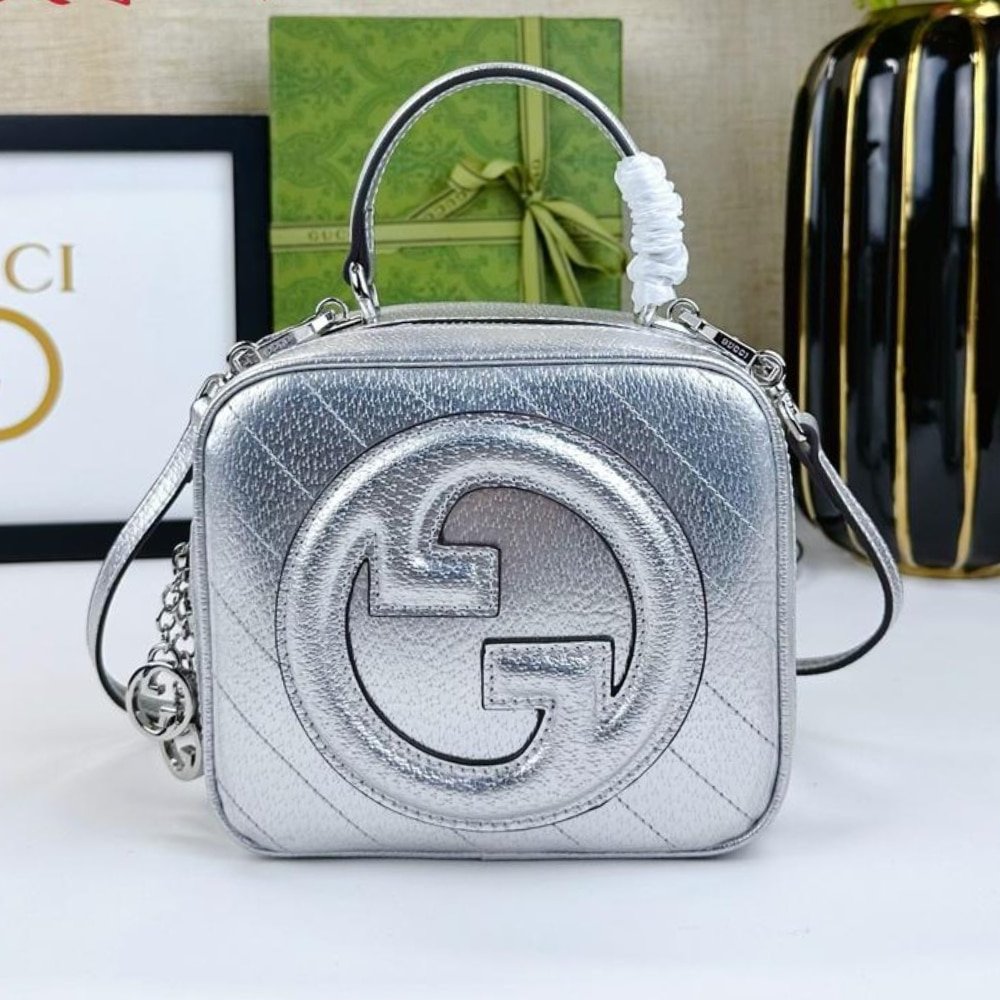 Gvc*1 Blondie Small Top Handle Bag Metallic Silver 17Cm 744434 Aacbo 8106