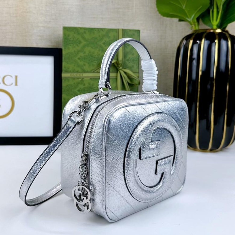 Gvc*1 Blondie Small Top Handle Bag Metallic Silver 17Cm 744434 Aacbo 8106