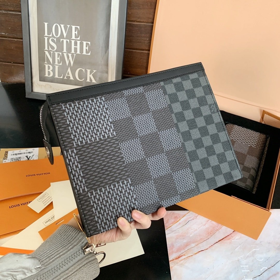 L0vis Vvtt0n Voyage Mm Pochette Clutch Damier Grey 26Cm N60444