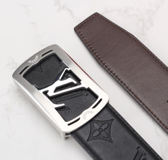 L0vis Vvtt0n Lv Pyramide Monogram Belt Black With Silver Tone Hardware