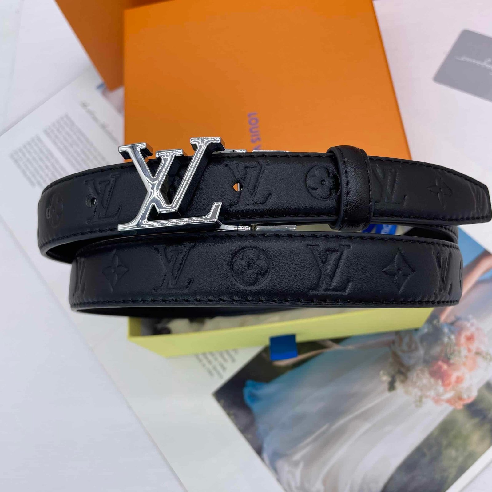 L0vis Vvtt0n Initiales Leather Belt Monogram Black 25Mm