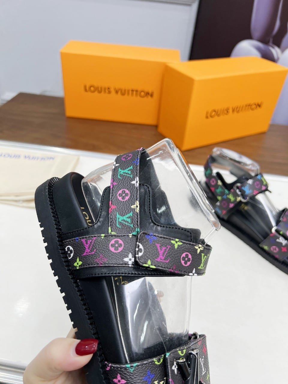 L0vis Vvtt0n X Murakami Lv Sunset Flat Comfort Sandal Black 1Agxf6