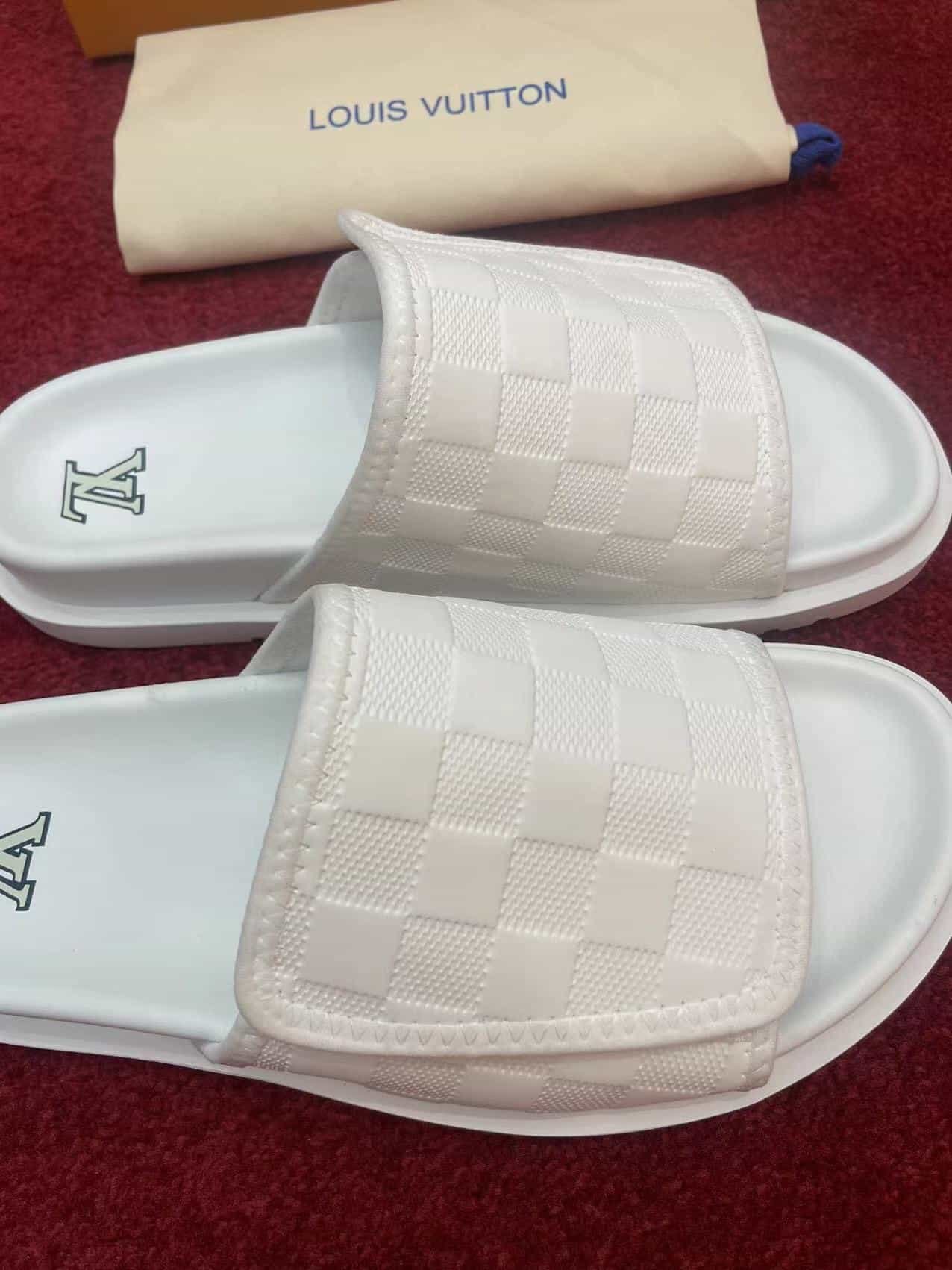 L0vis Vvtt0n Damier Flat Slides White