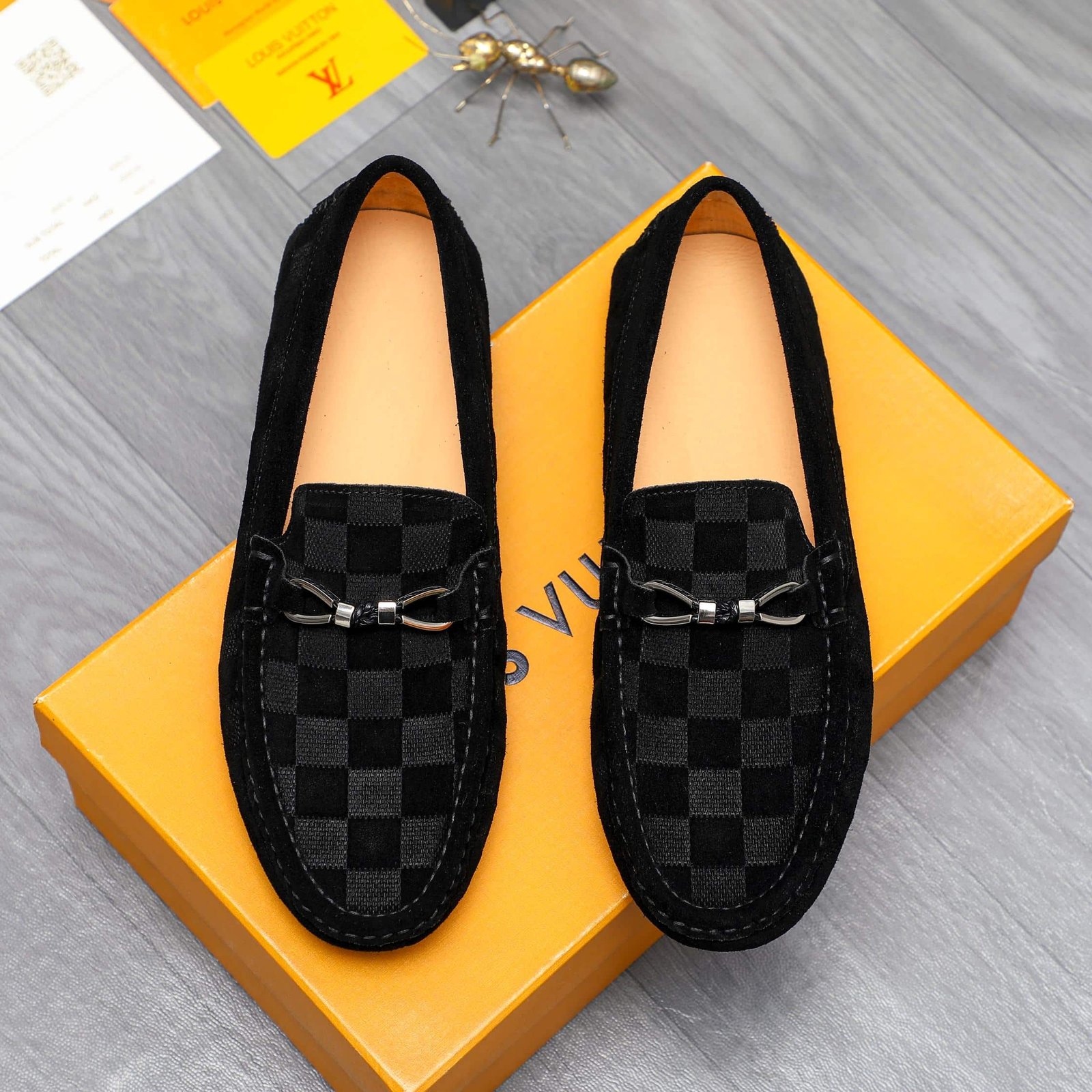 L0vis Vvtt0n Lv Damier Suede Leather Loafers In Black