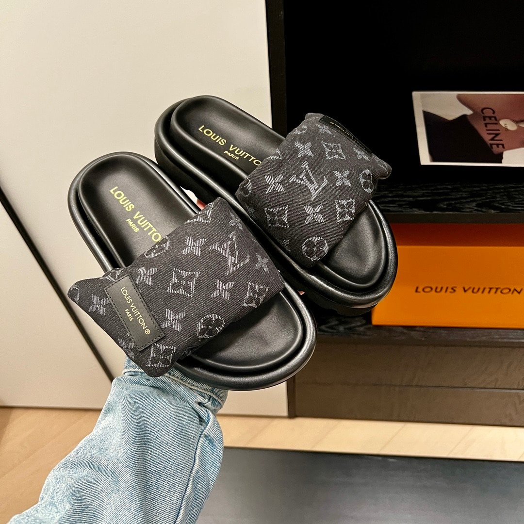 L0vis Vvtt0n Pool Pillow Flat Comfort Mule Sandals Denim Grey 1Acj0J