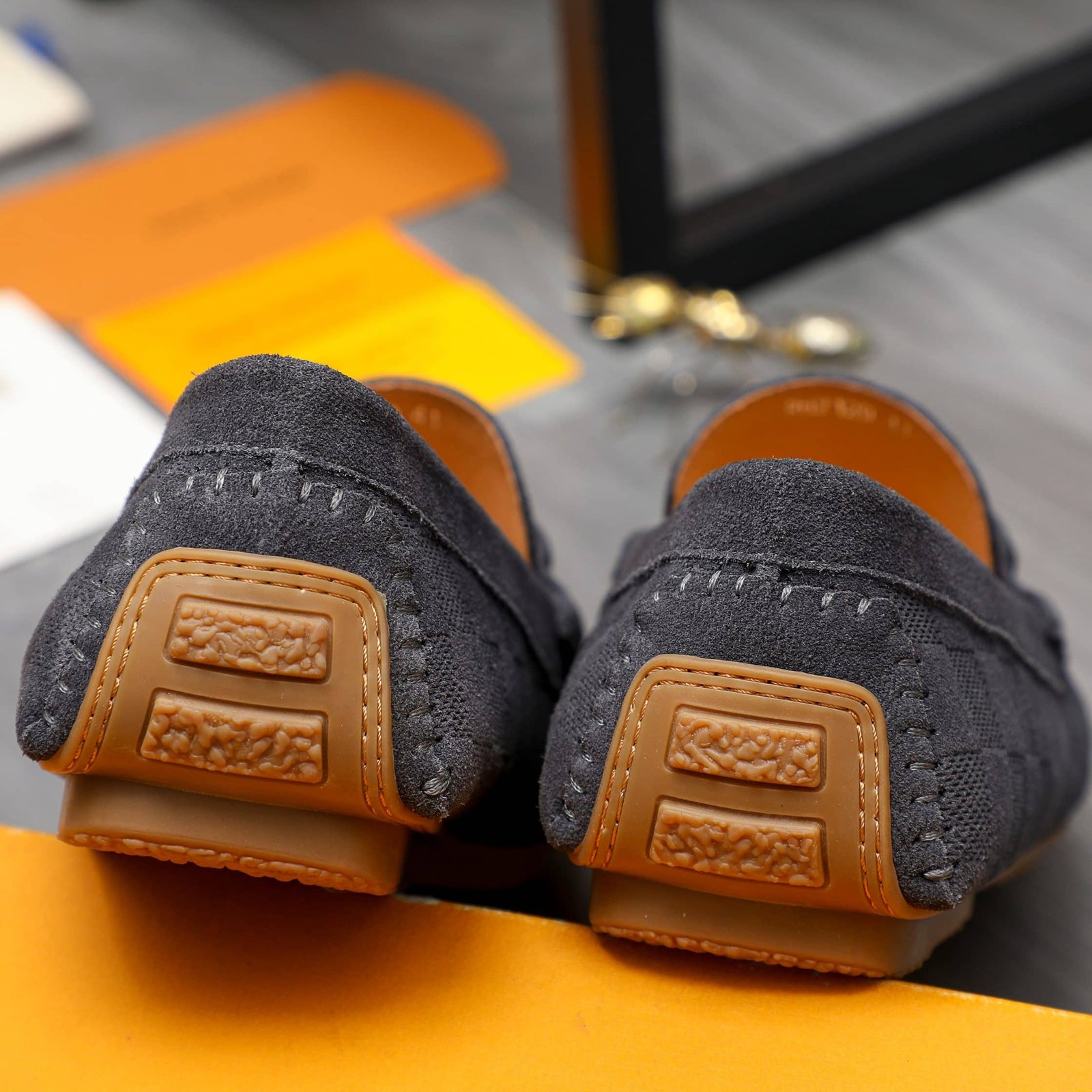 L0vis Vvtt0n Lv Damier Suede Leather Loafers In Grey