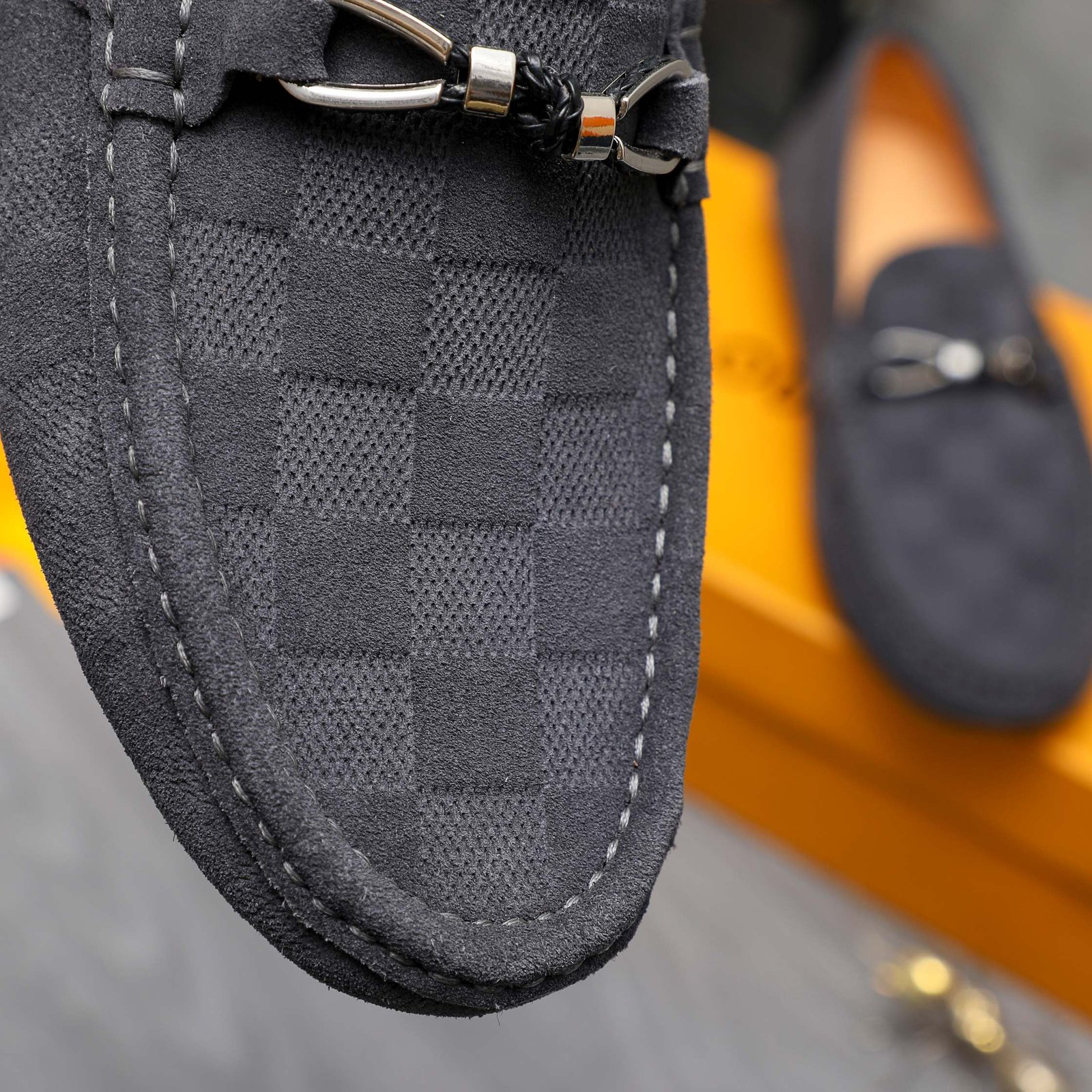 L0vis Vvtt0n Lv Damier Suede Leather Loafers In Grey