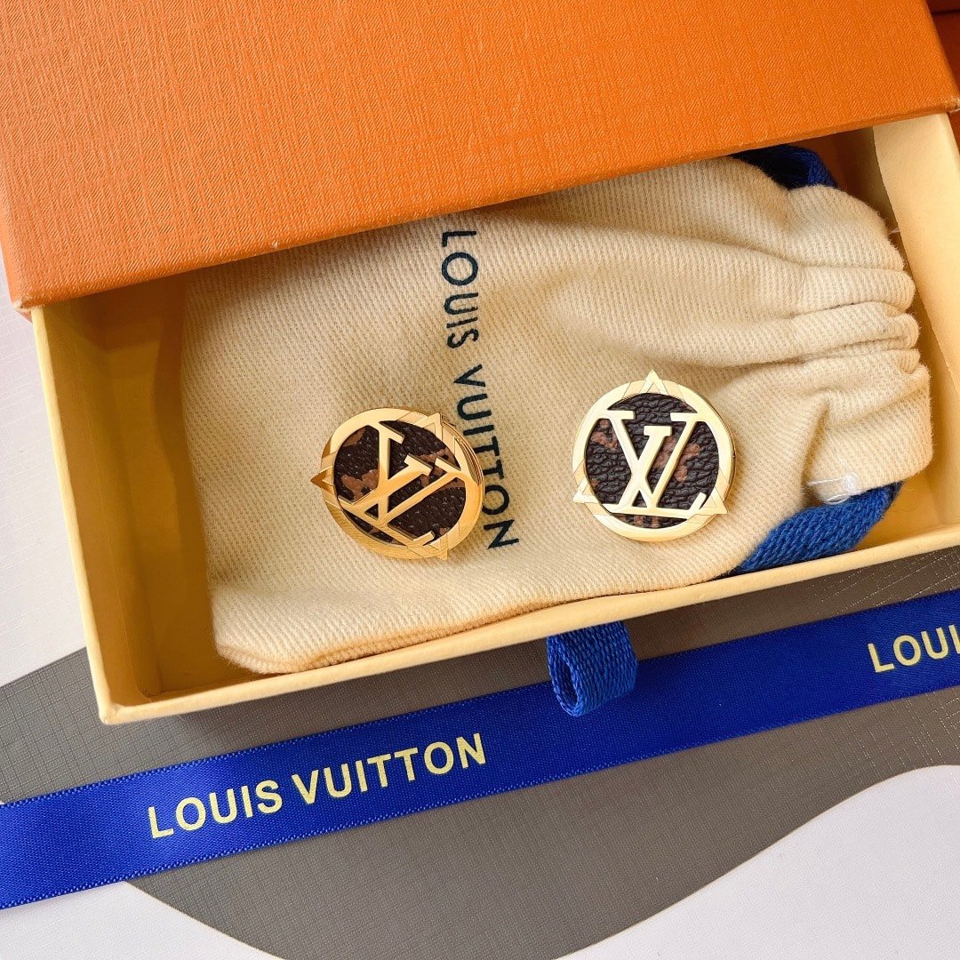 L0vis Vvtt0n Compass Monogram Earrings Gold