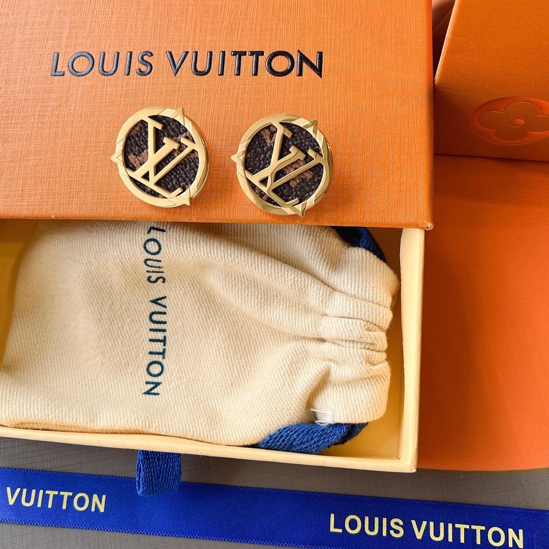 L0vis Vvtt0n Compass Monogram Earrings Gold