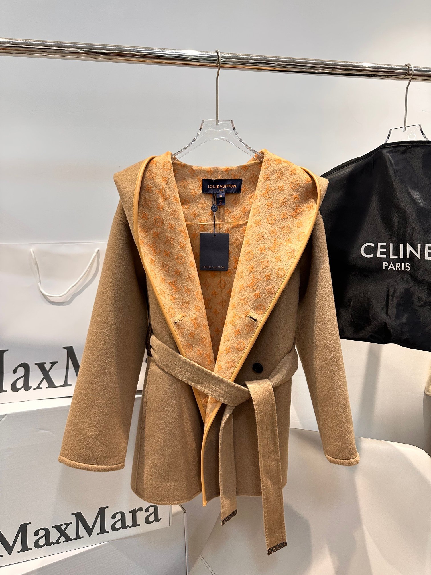 L0vis Vvtt0n 3D Monogram Double Breasted Wrap Coat Ficelle Foncee 1Abt6T