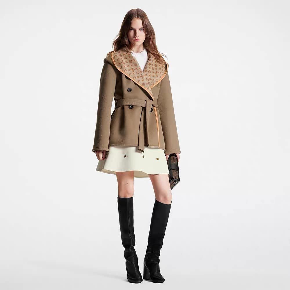 L0vis Vvtt0n 3D Monogram Double Breasted Wrap Coat Ficelle Foncee 1Abt6T