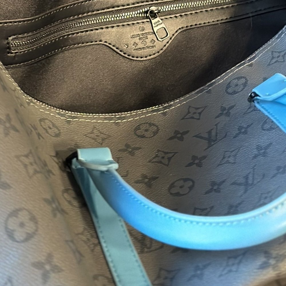 L0vis Vvtt0n Keepall Bandoulière 45 Monogram Eclipse Reverse Coated Canvas Turquoise 45Cm M11481
