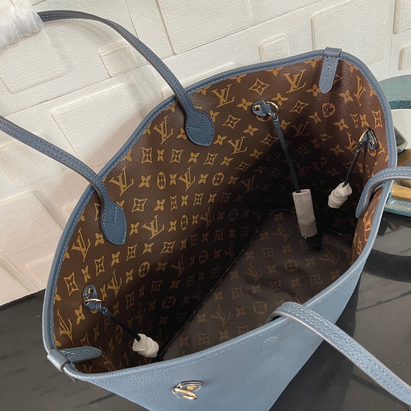 [S*per Vip 1:1] L0vis Vvtt0n Neverfull Inside Out MM Bag Navy Blue 31Cm M14994