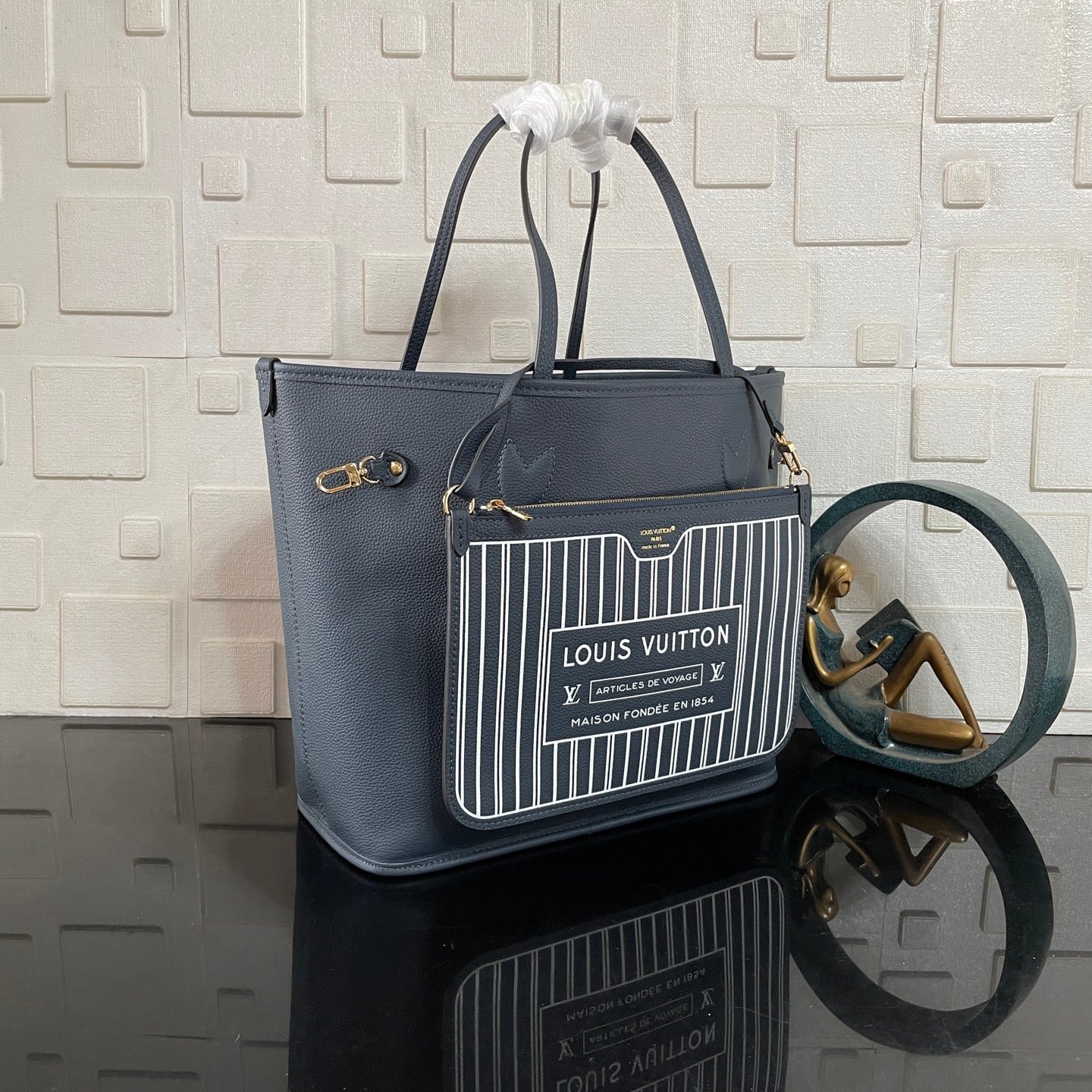 [S*per Vip 1:1] L0vis Vvtt0n Neverfull Inside Out MM Bag Navy Blue 31Cm M14994