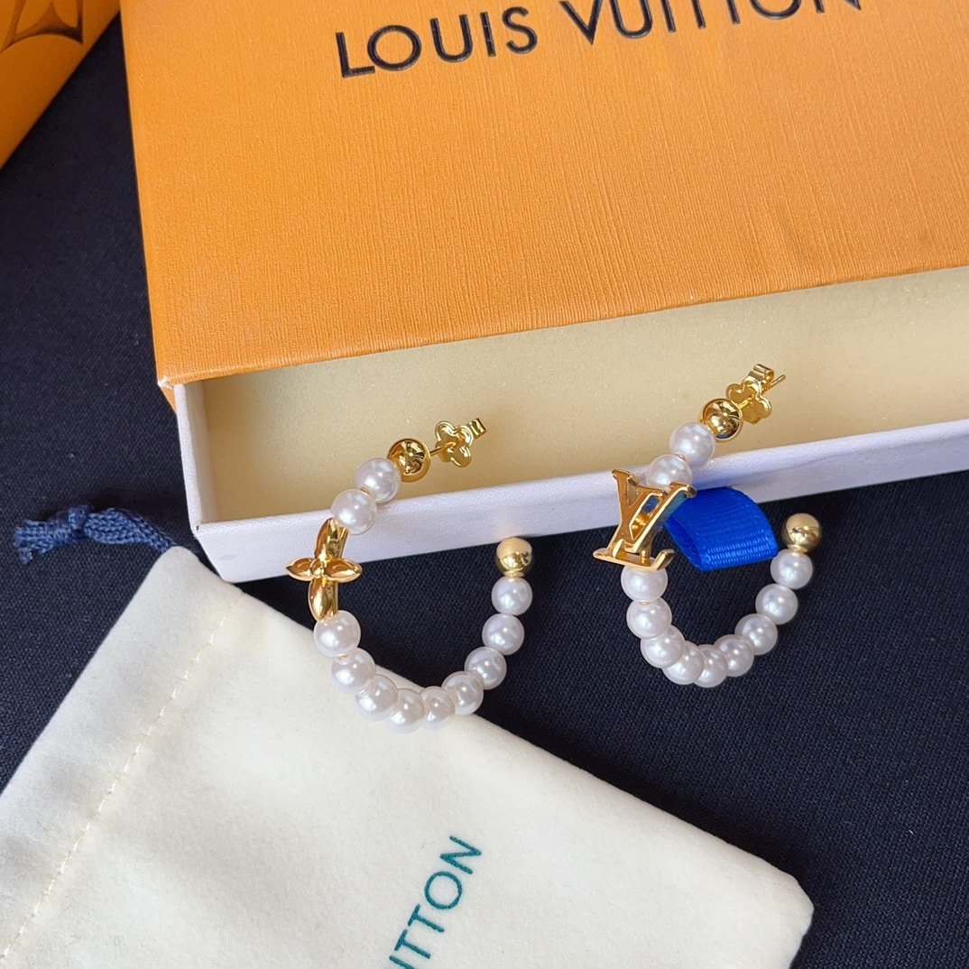 L0vis Vvtt0n My Lv Pearl Earrings Gold M01988