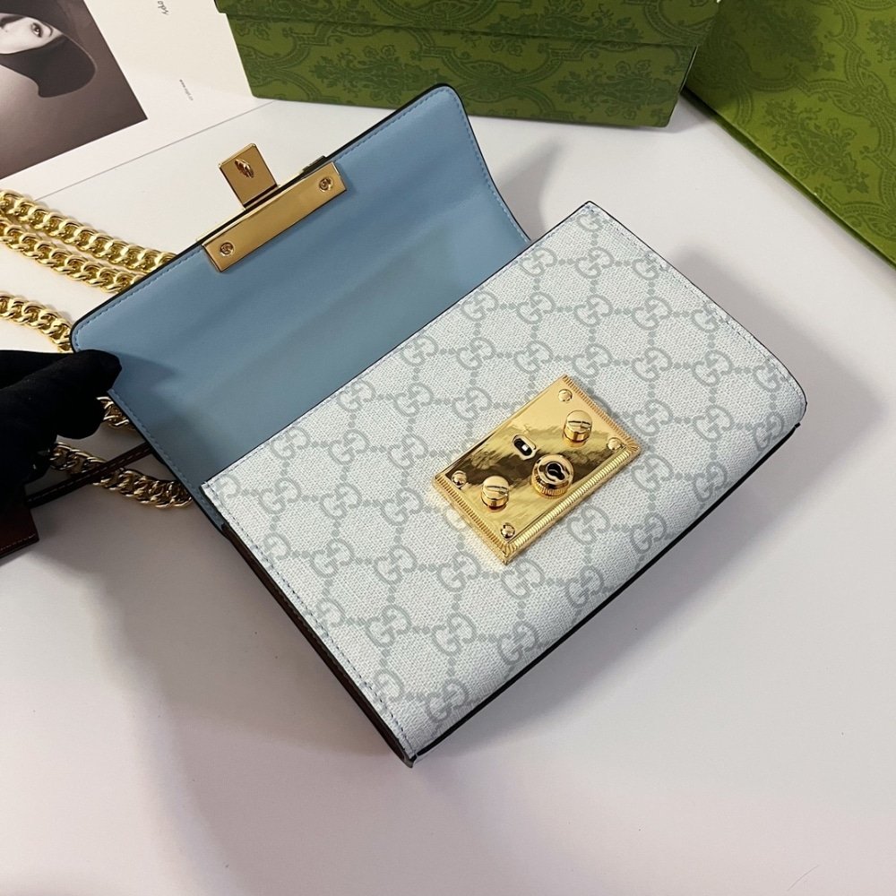Gvc*1 Padlock Small Shoulder Bag Gg Svp*me Dusty Blue 20Cm 409487 Fad3R 8744