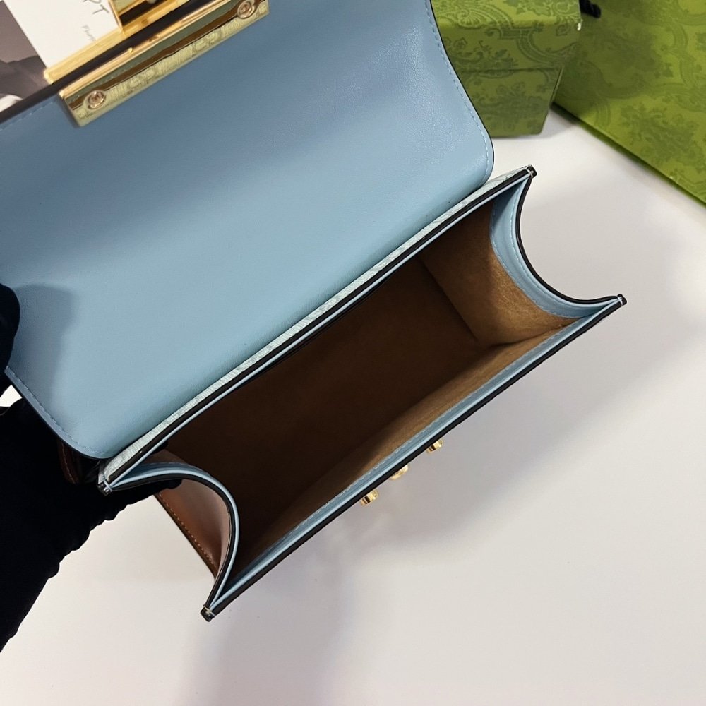 Gvc*1 Padlock Small Shoulder Bag Gg Svp*me Dusty Blue 20Cm 409487 Fad3R 8744