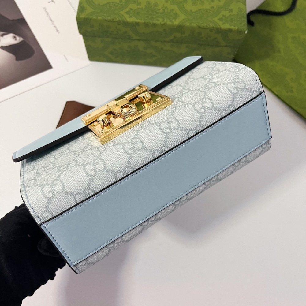 Gvc*1 Padlock Small Shoulder Bag Gg Svp*me Dusty Blue 20Cm 409487 Fad3R 8744
