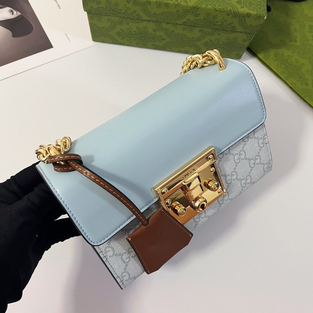 Gvc*1 Padlock Small Shoulder Bag Gg Svp*me Dusty Blue 20Cm 409487 Fad3R 8744