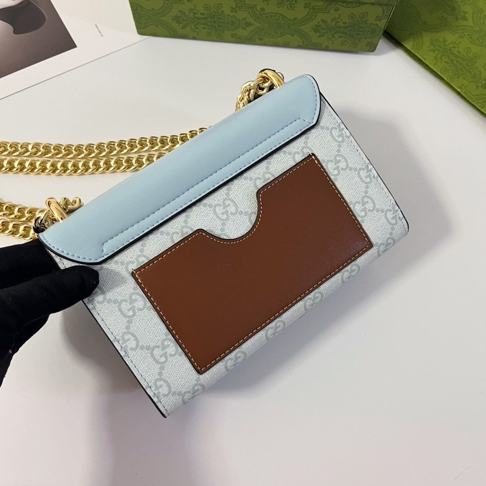 Gvc*1 Padlock Small Shoulder Bag Gg Svp*me Dusty Blue 20Cm 409487 Fad3R 8744