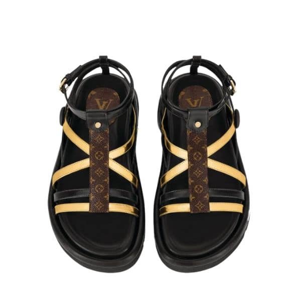 L0vis Vvtt0n Pool Pillow Comfort Sandals Black And Gold