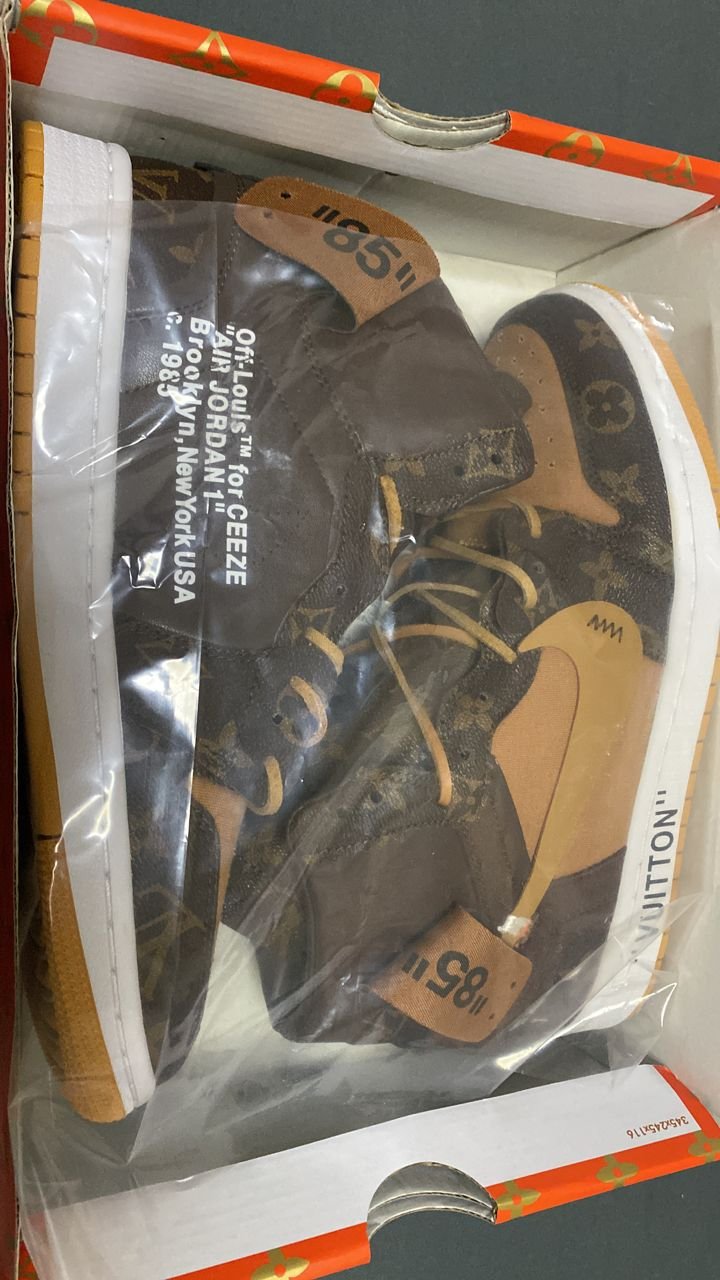 L0vis Vvtt0n X Air Jordan 1 Off White Monogram Canvas Aq0818-158