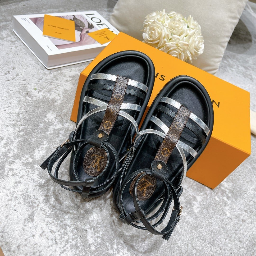 L0vis Vvtt0n Pool Pillow Comfort Sandals Black And Silver