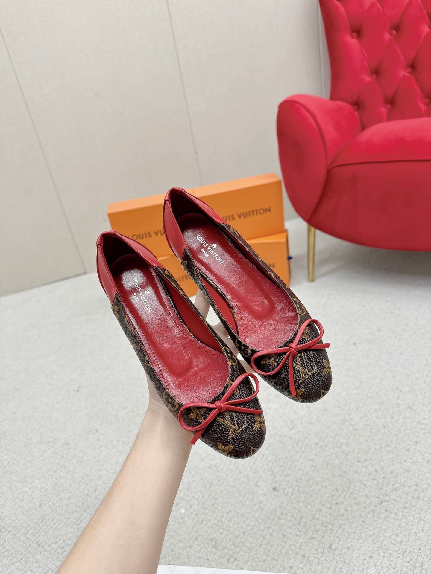 L0vis Vvtt0n Joy Ballerina Flats Monogram Red
